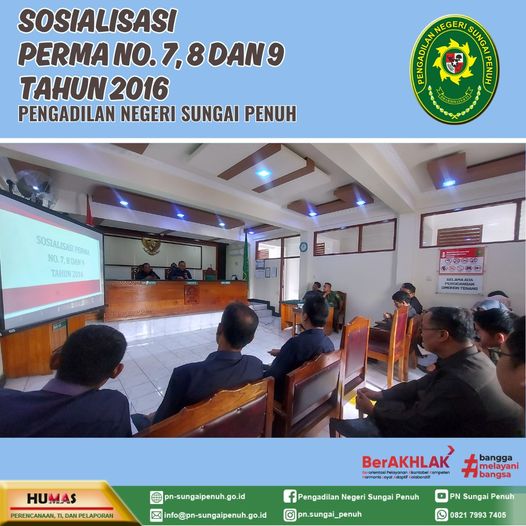 Sosialisasi PERMA No. 7, 8, 9 Tahun 2016